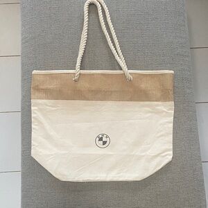BMW Cream and Tan Tote Bag